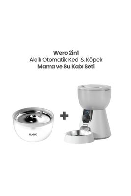 Wero - 2in1 Kameralı, Wi-Fi Destekli Akıllı Otomatik Kedi & Köpek Mama ve Su Kabı Seti (FW2-C)