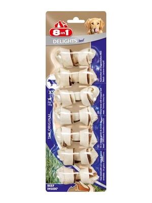 8 in 1 - 8in1 Delights Bones Biftekli Köpekler İçin Ağız Bakım Kemiği XSmall 8 Adet