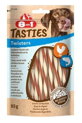 8in1 - 8 in 1 Tasties Twisters Tavuklu Balıklı Burgu Köpek Ödülü 85 Gr