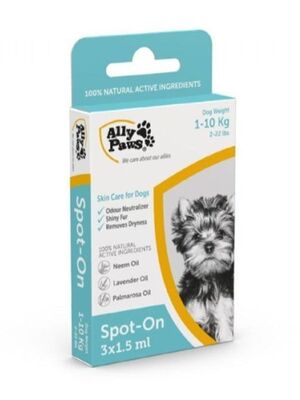 ALLYPAWS - Ally Paws Spot-on 1-10kg Köpek Deri Bakımı Bitkisel Ense Damla Dış Parazit 3x1.5 ml