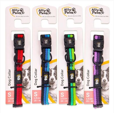 ALLYPAWS - Allypaws Köpek Çizgili Renkli Boyun Tasması Dog Collar Small 1,5Cm*25-40Cm