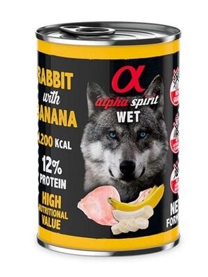 Alpha Spirit - Alpha Spirit Yetişkin Köpek Konservesi Tavşanlı Muzlu 400 gr