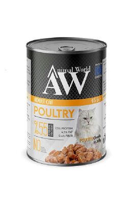 Animal World - Animal World Adult Cat Poultry Jelly Kümes Hayvanlı Kedi Konservesi 415 GR