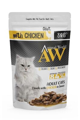 Animal World - Animal World Tavuk Etli Yaş Mama Kedi 80 Gr 24'lü Koli