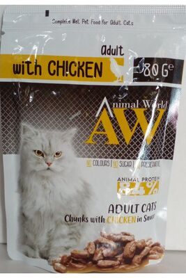 Animal World - Animal World Tavuklu Yetişkin Kedi Konservesi 80 Gr