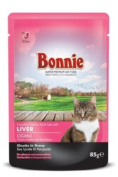 Bonnie Kuzu Etli & Ciğerli Pouch Yetişkin Kedi Maması 100 Gr - 22 Adet - Thumbnail