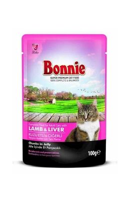 Bonnie - Bonnie Kuzu Etli Ve Cigerli Pouch Yetişkin Kedi Konservesi 100 gr