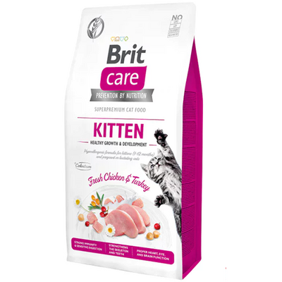 Brit Care - Brit Care Hypo-Allergenic Sağlıklı Büyüme için Tavuklu ve Hindili Tahılsız Yavru Kedi Maması 7kg