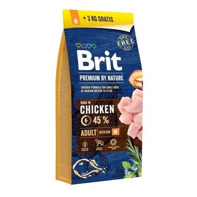 Brit Care - Brit Premium By Nature M Tavuklu Yetişkin Köpek Maması 15 KG + 3 KG BONUS PAKET