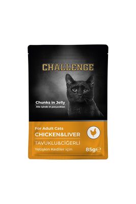 Challenge - Challenge Pouch Tavuklu Ciğerli Yetişkin Kedi Yaş Mama 85gr