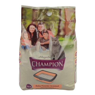 Champion - Champion Bentonit Topaklaşan Kedi Kumu 10 Lt Bebek Pudrası Kokulu