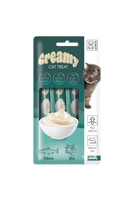 Mpets - Creamy Somon Balıklı Biftekli Kedi Ödülü 4*15