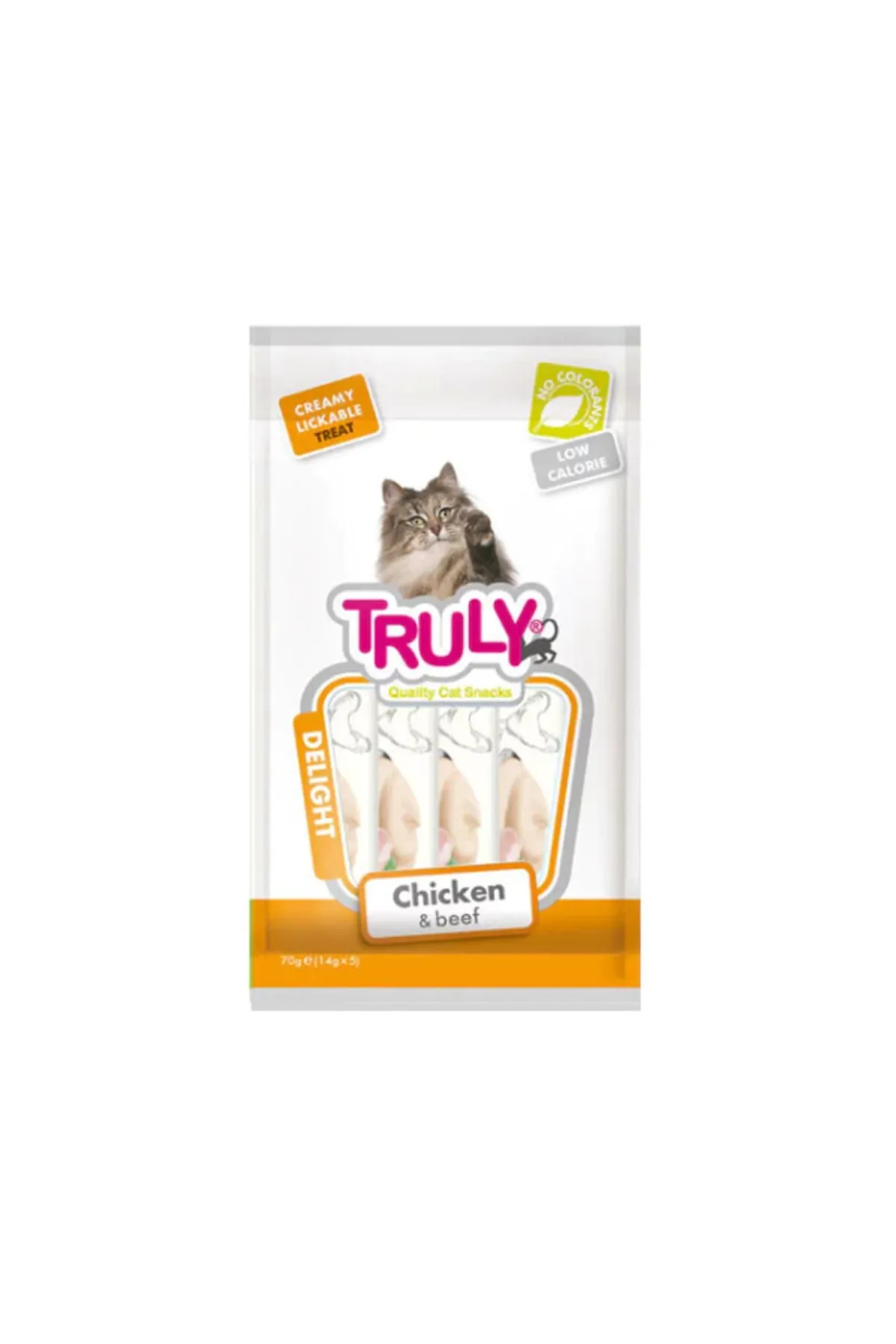 TRULY - Delight Tavuk Ve Dana Etli Sıvı Kedi Ödül Maması 14gr (5'li)