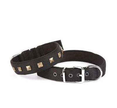 Doggie - Doggie Comfort Dokuma Metal Desenli Köpek Boyun Tasması 2,5X42-50Cm Siyah