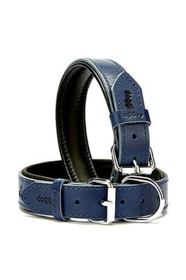 Doggie - Doggie Fırstclass Köpek Deri Boyun Tasması Medium Mavi 4x52-60 Cm