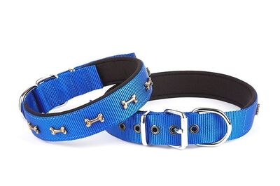 Doggie - Doggie Konfor Dokuma Kemikli Boyun Tasması 2,5X42-50Cm Mavi