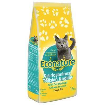Econature - Econature Tavuklı Kısırlaştırılmış Kedi Maması 15 KG