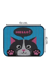 Elekli Desenli Kedi Tuvalet Önü Paspası 60 x 45 cm Hello Black - Thumbnail