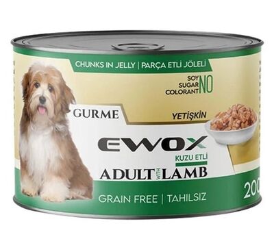 Ewox - Ewox Gurme Kuzu Etli Parça Etli Tahılsız Yetişkin Köpek Konservesi 200 Gr