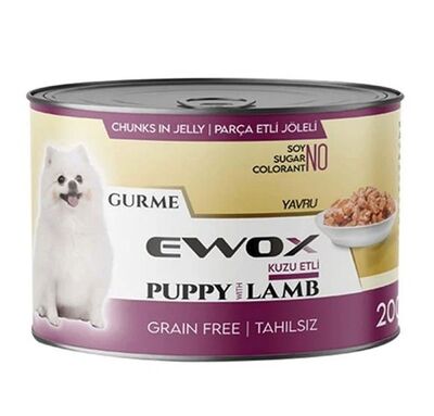 Ewox - Ewox Gurme Puppy Kuzu Etli Parça Etli Tahılsız Yavru Kopek Konservesi 200 Gr