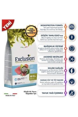 Exclusion - Exclusion Monoprotein Düşük Tahıllı Ton Balıklı ve Narlı Küçük Irk Yavru Köpek Maması 2 kg