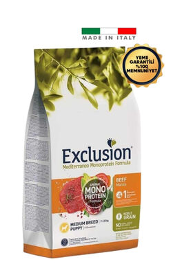 Exclusion - Exclusion Monoprotein Sığır Etli Ve Narlı Düşük Tahıllı Orta Irk Yavru Köpek Maması 12kg