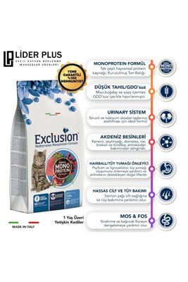 Exclusion - Exclusıon Ton Balıklı Narlı Ve Yaban Mersinli Düşük Tahıllı Yetişkin Kedi Maması 1,5 Kg