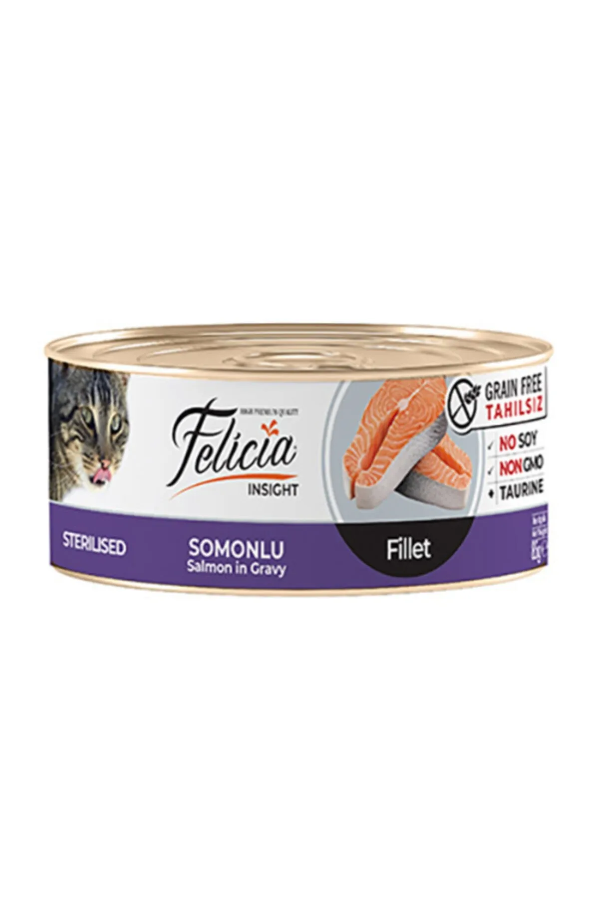 Felicia - Fecia Tahılsız Sterilised Somonlu Fileto Kedi Konserve 24x85 gr