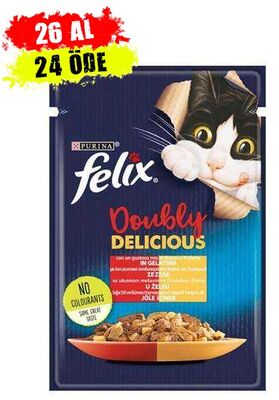 Felix - Felix Pouch Doubly Delicious Sığır Etli ve Tavuklu Yaş Kedi Maması 85 Gr - 26 ADET