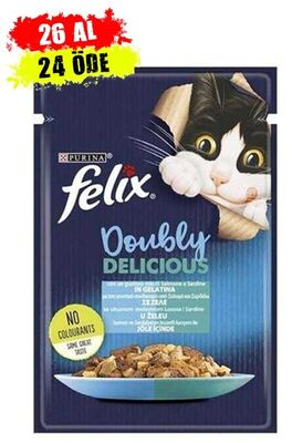 Felix - Felix Pouch Doubly Delicious Somon ve Sardalyalı Yaş Kedi Maması 85 Gr - 26 ADET