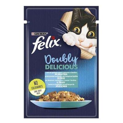 Felix - Felix Pouch Doubly Delicious Somon ve Sardalyalı Yaş Kedi Maması 85 Gr