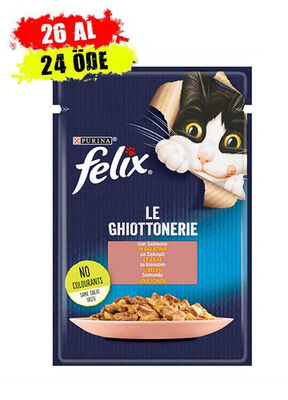 Felix - Felix Pouch Le Ghiottonerie Somonlu Yaş Kedi Maması 85 Gr - 26 Adet