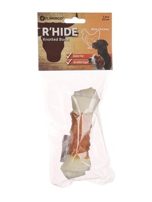 Flamingo - Flamingo Tavuk Etli Sargılı Düğümlü Köpek Kemiği 15cm 70gr 1 ADET 