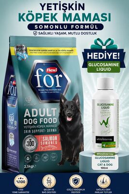 Flexi For - Flexi For Somon Balıklı Yetişkin Köpek Maması 2,5 Kg WhiteVeterinay Glucosamine Liquid Cat&Dog 100 ML Hediye