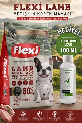 Flexi For - Flexı Kuzu Etli Mini Yetişkin Köpek Maması 2,5 Kg WhiteVeterinay Glucosamine Liquid Cat&Dog 100 ML Hediye