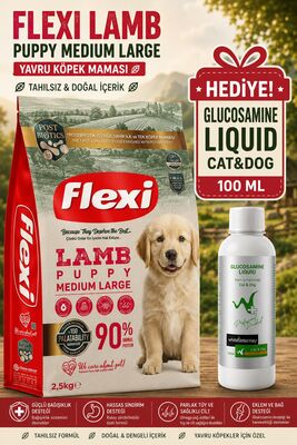 Flexi For - Flexı Medium/Large Kuzu Etli Yavru Köpek Maması 2,5 Kg WhiteVeterinay Glucosamine Liquid Cat&Dog 100 ML Hediye