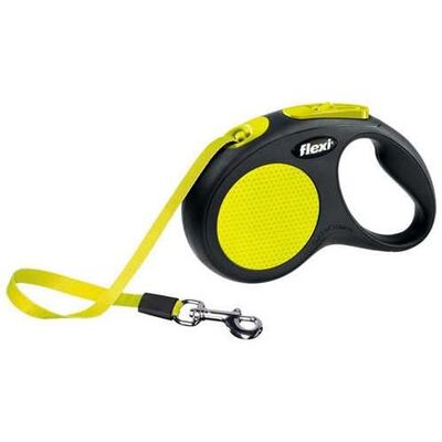 Flexi - Flexi Neon Otomatik Şerit Köpek Gezdirme Tasması Small 5M 15Kg Sarı