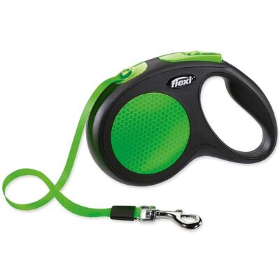 Flexi - Flexi Neon Otomatik Şerit Köpek Gezdirme Tasması Medium 5m 25Kg Yeşil
