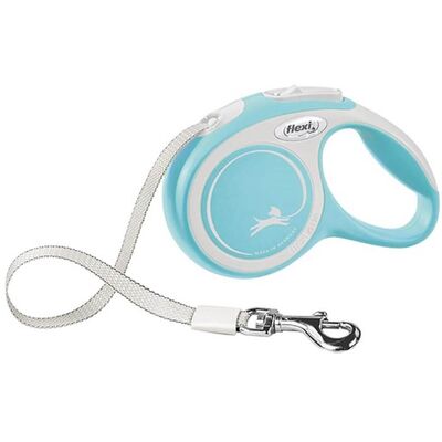 Flexi - Flexi New Comfort Otomatik Şerit Köpek Gezdirme Tasması S 15KG 5M Açık Mavi