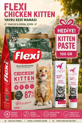 Flexi For - Flexı Tavuklu Yavru Kedi Maması 1,5 Kg WhiteVeterinay Kitten Paste 100 Gr Hediye