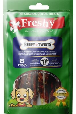 Freshy - Freshy Beefy Twists Sığır Etli Burgu Çubuk Köpek Ödülü 13 Cm 8'li 75 G
