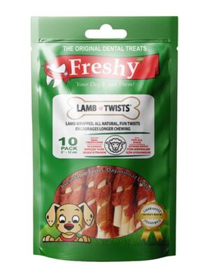Freshy - Freshy Lamb Twist Kuzu Etli Burgu Çubuk Köpek Ödülü 10 Adet 12 cm
