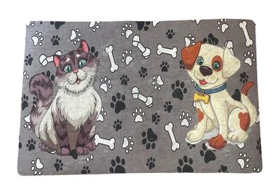 Glipet - Glipet Amerikan Servis Mama Ve Su Kabı Paspası 60x45-Kemikler Ve Patiler