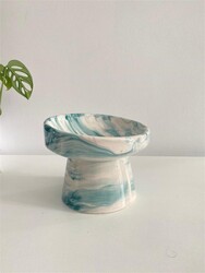 Glipet Ayaklı Seramik Mama Ve Su Kabı 15 CM No:2 Yeşil - Thumbnail