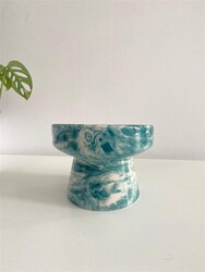 Glipet Ayaklı Seramik Mama Ve Su Kabı 15 CM No:2 Yeşil - Thumbnail