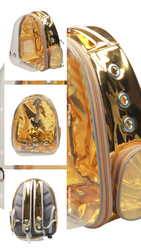 Miapet Aynalı Şeffaf Astronot Kedi Köpek Taşıma Çantası 42X22X33 Cm Altın-Gri - Thumbnail