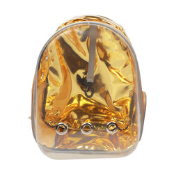 Miapet Aynalı Şeffaf Astronot Kedi Köpek Taşıma Çantası 42X22X33 Cm Altın-Gri - Thumbnail