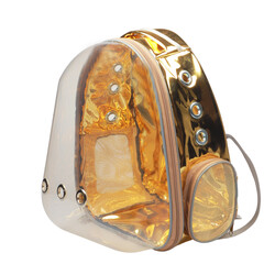 Miapet Aynalı Şeffaf Astronot Kedi Köpek Taşıma Çantası 42X22X33 Cm Altın-Gri - Thumbnail