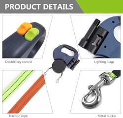 Glipet Çift Geri Çekilebilir İkili Köpek Tasması 3m - Thumbnail