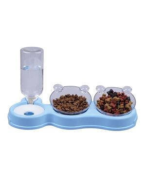 Glipet - Glipet Çift Hazneli- 3' lü Beslenme Mama ve Su Kabı Bebemavi 1000 ml 36*21*16 cm